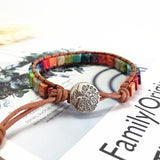 Natural Stone Tube Beads Leather Wrap Couples Bracelets
