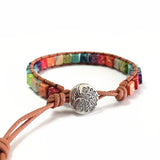 Natural Stone Tube Beads Leather Wrap Couples Bracelets