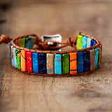 Chakra Bracelet Natural Stone Beads Leather Wrap Couples Bracelets