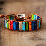Chakra Tube Beads Leather Wrap Bracelet