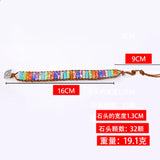 Chakra Bracelet Natural Stone Tube Beads Leather Wrap Bracelet