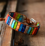 Chakra Bracelet Leather Wrap Couples Jewelry