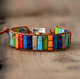 Chakra Bracelet Leather Wrap Couples Jewelry