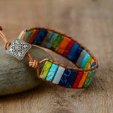 Chakra Bracelet Leather Wrap Couples Jewelry