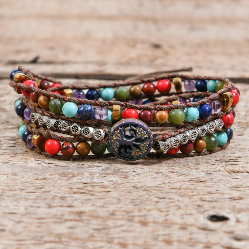 Chakra Bracelet Tree of Life Wrap Bracelet Natural Stone Spare Beads Jewelry