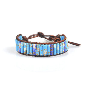 Chakra Bracelet Men Multicolor Natural Stone Leather Wrap Couples Bracelets