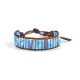 Chakra Bracelet Men Multicolor Natural Stone Leather Wrap Couples Bracelets