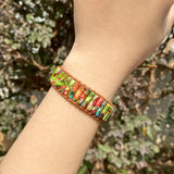 Chakra Bracelet Sea Sediment Jaspers Tube Beads Leather Wrap Couples Bracelets