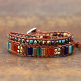 7 Chakra Bracelet Jewelry Natural Stone Bead Crystal Leather Bracelet