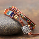 7 Chakra Bracelet Jewelry Natural Stone Bead Crystal Leather Bracelet