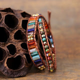 7 Chakra Bracelet Jewelry Natural Stone Bead Crystal Leather Bracelet