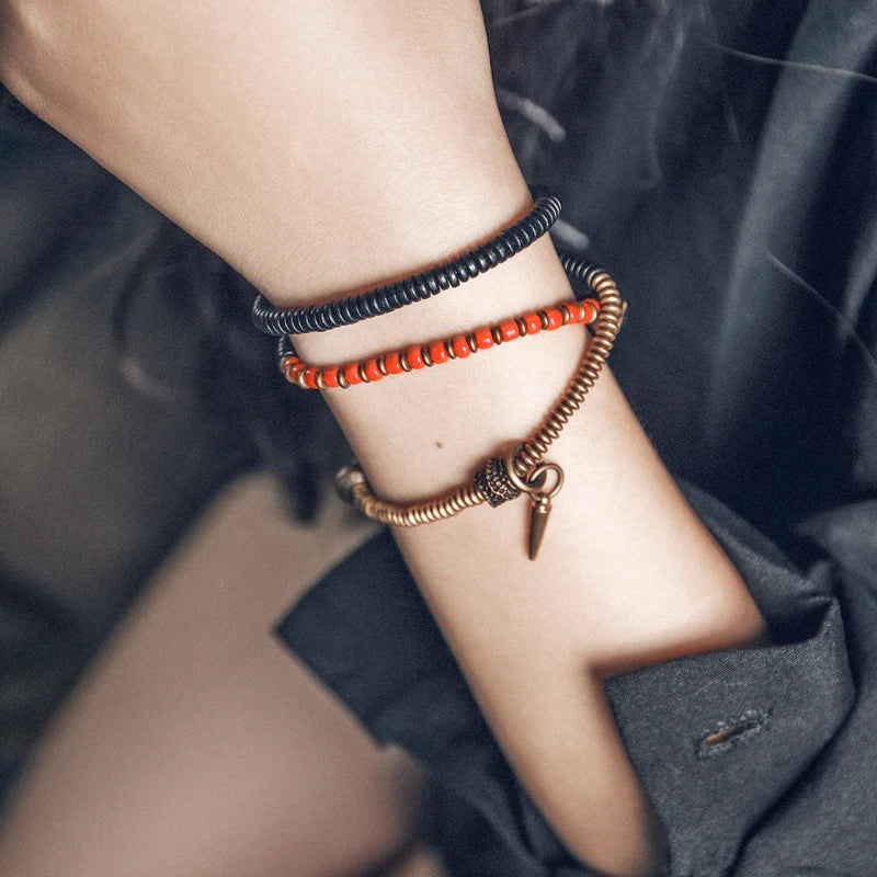 Chakra Glaze Ebony Bracelet Copper Charm Gift