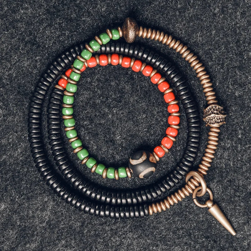 Chakra Glaze Ebony Bracelet Copper Charm Gift