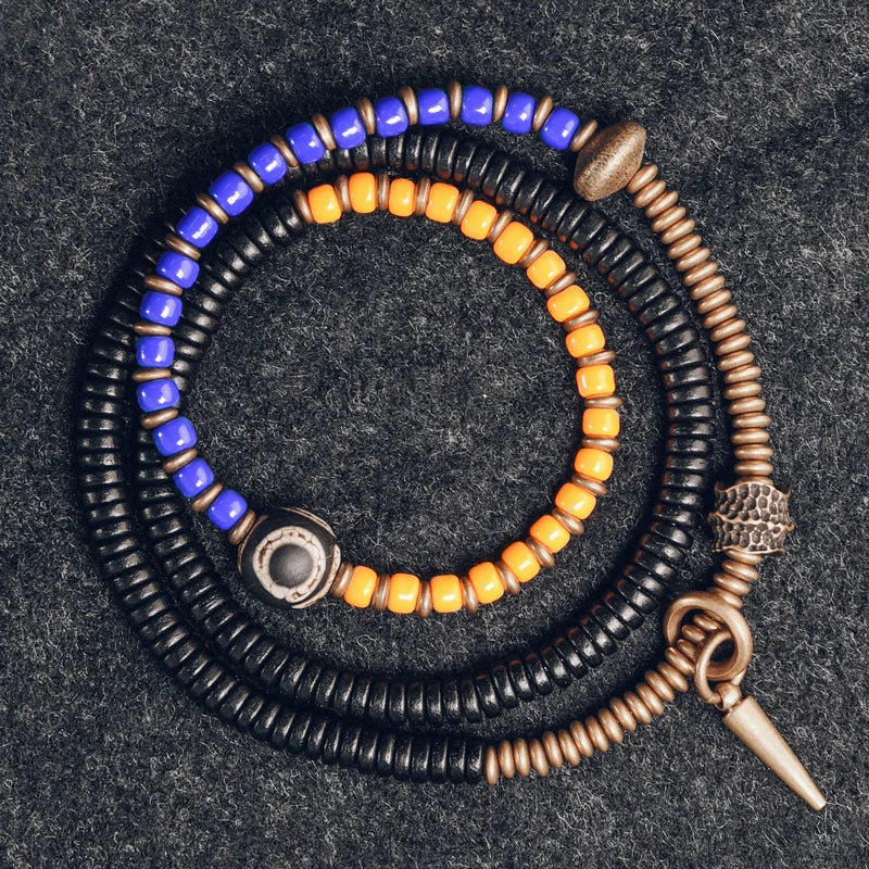 Chakra Glaze Ebony Bracelet Copper Charm Gift