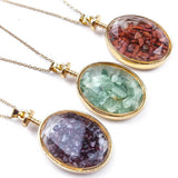 Chakra Crystal Pendant Necklace Reiki Healing Jewelry Natural Chips
