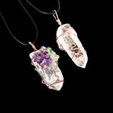 Chakra Gemstone Tree of Life Clear Quartz Pendant Necklace