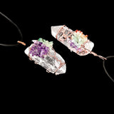 Chakra Gemstone Tree of Life Clear Quartz Pendant Necklace