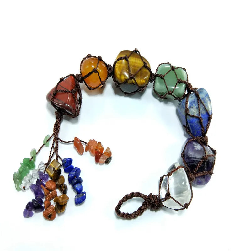 Chakra Healing Reiki Tumbled Quartz Tassel Pendant