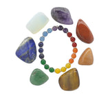 Chakra Healing Stone Set + Bracelet, 7 Polished Gemstones