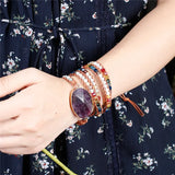 Natural Stones Druzy Wrap Bracelet Boho Leather Bracelet