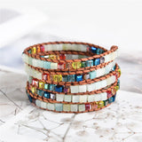 Natural Stones Druzy Wrap Bracelet Boho Leather Bracelet