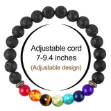 Chakra Reiki Healing Stone Bracelet Yoga Balance Energy Natural Volcanic Stones