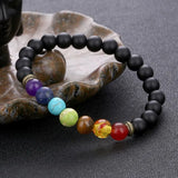 Chakra Reiki Healing Stone Bracelet Yoga Balance Energy Natural Volcanic Stones