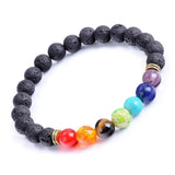 Chakra Reiki Healing Stone Bracelet Yoga Balance Energy Natural Volcanic Stones