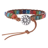 Chakra Stone Bracelet Sunflower Wedding Earrings Set