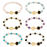 Chakra Tree of Life Bracelet Natural Aquamarine Stone Beaded Couple Bracelets