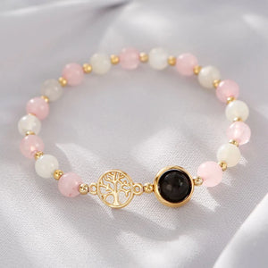 Chakra Tree of Life Bracelet Natural Aquamarine Stone Beaded Couple Bracelets