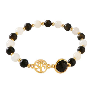 Chakra Tree of Life Bracelet Natural Aquamarine Stone Beaded Couple Bracelets
