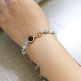 Chakra Tree of Life Bracelet Natural Aquamarine Stone Beaded Couple Bracelets