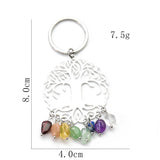 Chakra Tree of Life Keychain with Crystal Stone Pendant