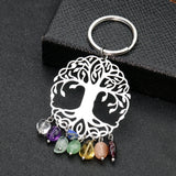 Chakra Tree of Life Keychain with Crystal Stone Pendant