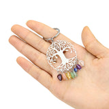 Chakra Tree of Life Keychain with Crystal Stone Pendant