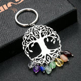 Chakra Tree of Life Keychain with Crystal Stone Pendant