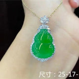 Chalcedony Calabash Green Clavicle Chain Pendant S925