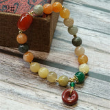 Chalcedony Gourd Bracelet Peridot Pendant Golden Jade Bracelet