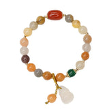 Chalcedony Gourd Bracelet Peridot Pendant Golden Jade Bracelet