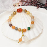 Chalcedony Gourd Bracelet Peridot Pendant Golden Jade Bracelet