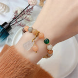 Chalcedony Gourd Bracelet Peridot Pendant Golden Jade Bracelet