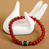 Chalcedony Round Beads Bracelet 925 Sterling Bohemia Style