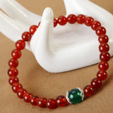 Chalcedony Round Beads Bracelet 925 Sterling Bohemia Style