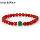 Chalcedony Round Beads Bracelet 925 Sterling Bohemia Style
