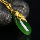 Chalcedony Water Drops Pendant Necklace Hetian Jade Agate 925 Silver Amulet