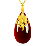 Chalcedony Water Drops Pendant Necklace Hetian Jade Agate 925 Silver Amulet