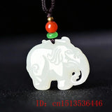 Chalcedony Jade Elephant Necklace Natural Pendant Amulet Sweater Chain