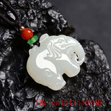 Chalcedony Jade Elephant Necklace Natural Pendant Amulet Sweater Chain