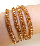 Champagne Crystal Wrap Bracelet Woven Button Jewelry Mother's Gift